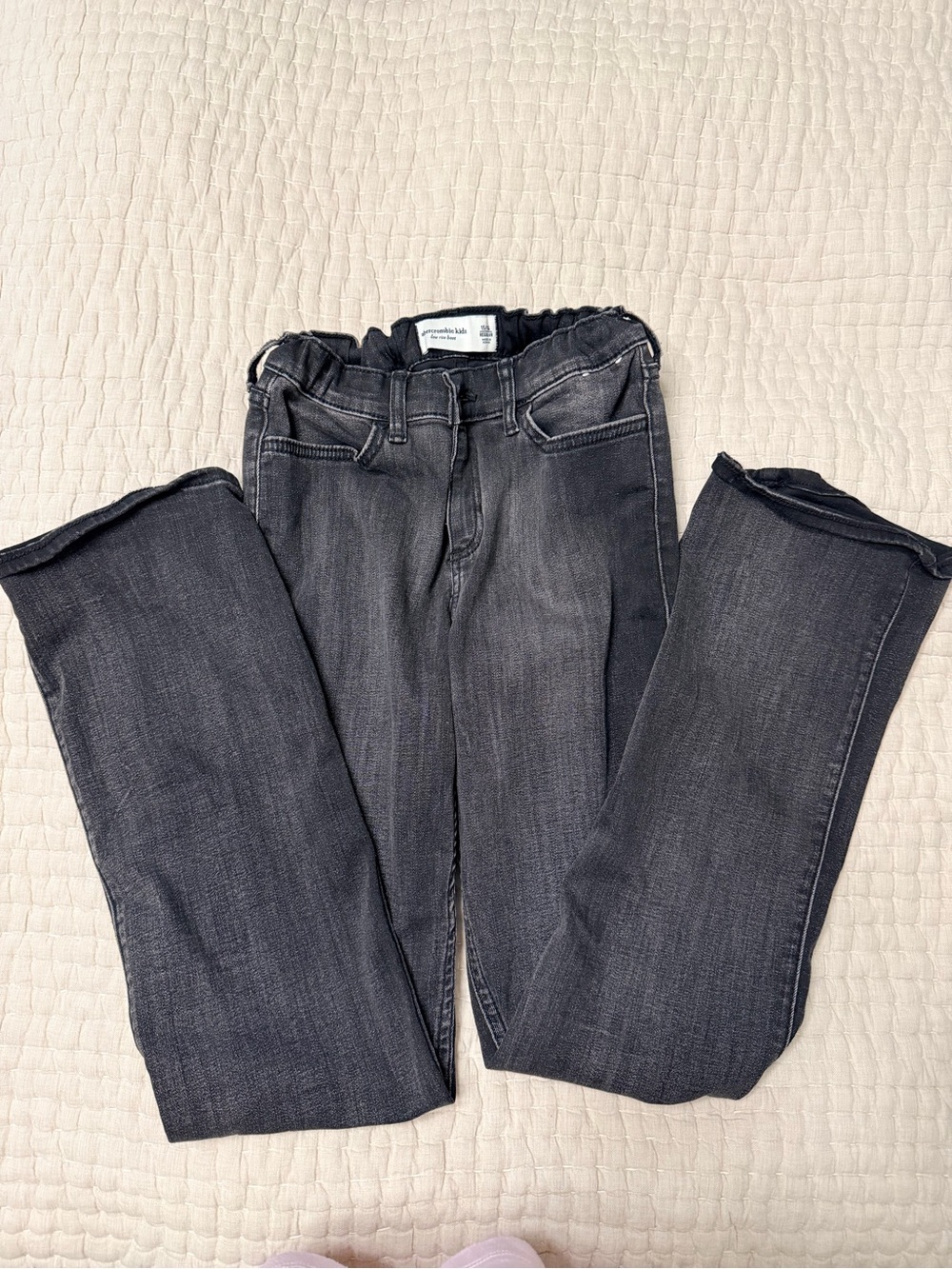 abercrombie kids Black low rise bootcut Jeans with adjustable waist